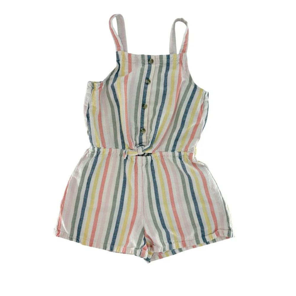 Old Navy Kids‎ Girls Striped Tie Front Romper Jumpsuit Size 8